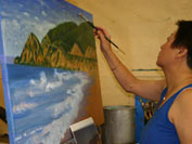 student painting