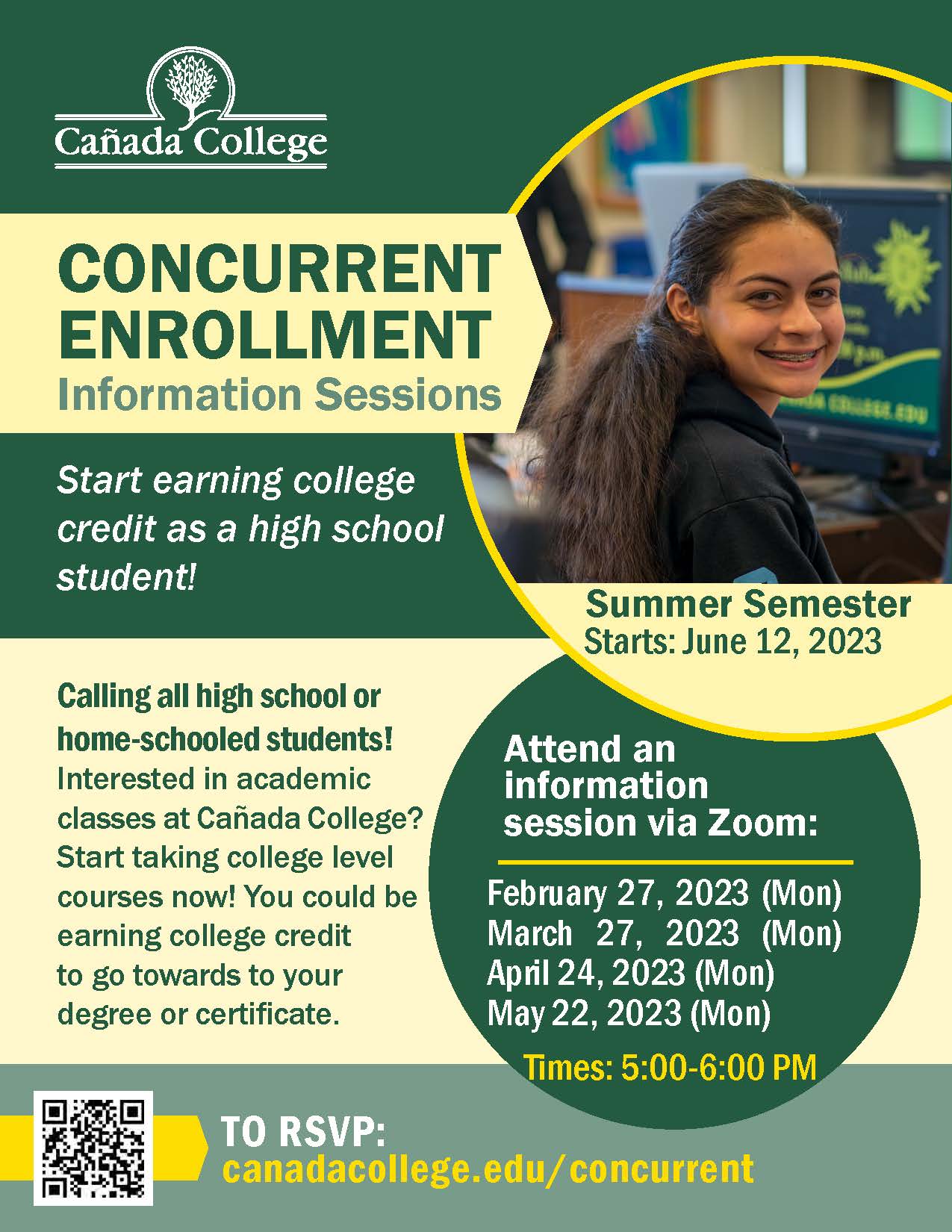 Concurrent Enrollment Sessions Spring 2023 Flyer PDF
