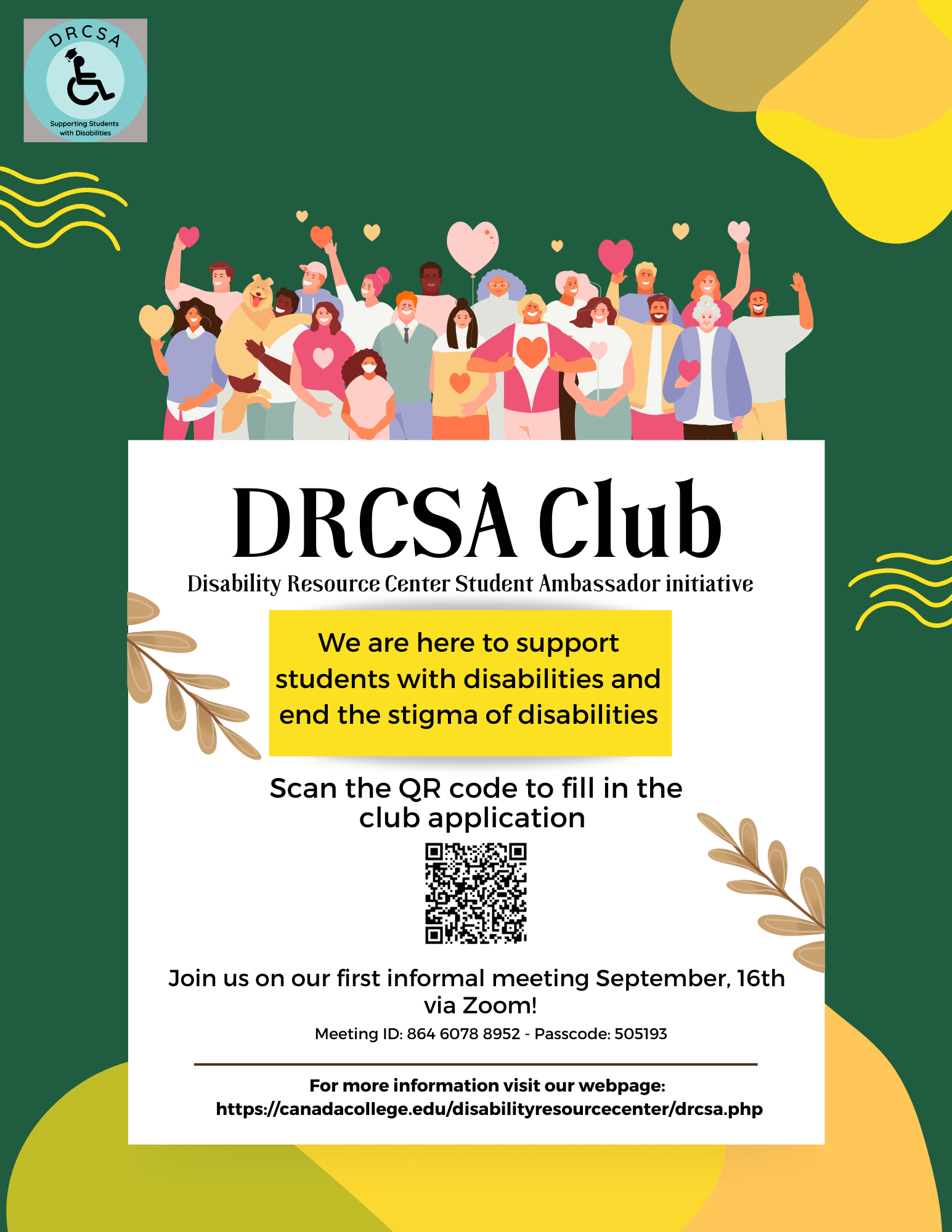 DRCSA club flyer - Join us on our first informal meeting September 16th, 2022  via Zoom.