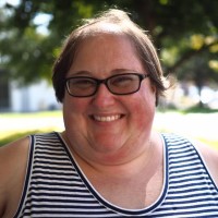 Smiling woman wearing a T shirt