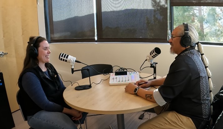 Allison and Ray in a Podcast