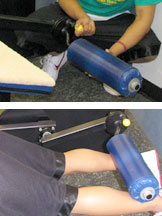 Adjust footpad and align knees with rotational axis